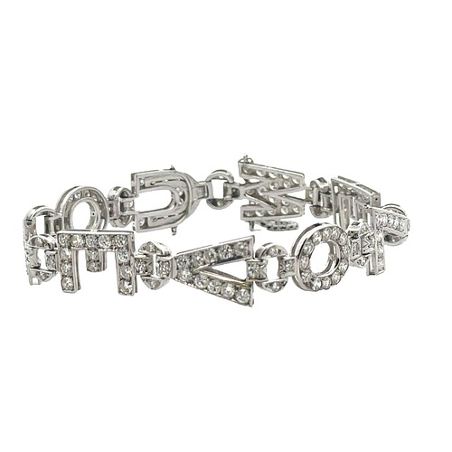 6.30 ctw in Diamonds Art Deco Platinum Bracelet