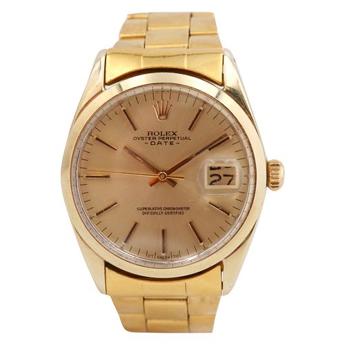 Vintage Rolex Date 1550 Gold Shell Champagne Stick Dial 
