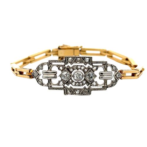 Art Deco 18k Gold Bracelet with Diamonds
