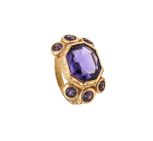Monica Rossi For Anaconda Cocktail Ring In 19Kt Gold With 5.79 Cts In Iolites