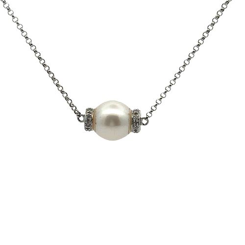 Pearl & Diamonds 14k Gold Necklace