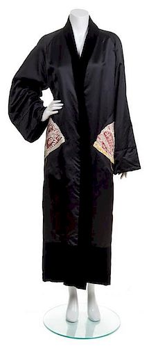 * An Hermes Black Silk Robe, Size 38.