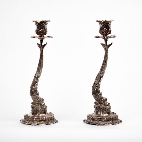Buccellati Sterling Dauphin Candle Holders, Pair