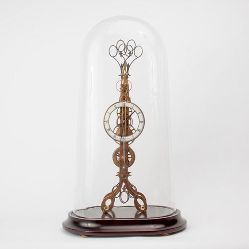 John Wilding 'Scissors' Skeleton Clock with Glass Dome