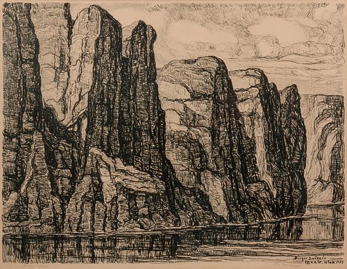 Birger Sandzen 'The Red Canyon' Signed Lithograph