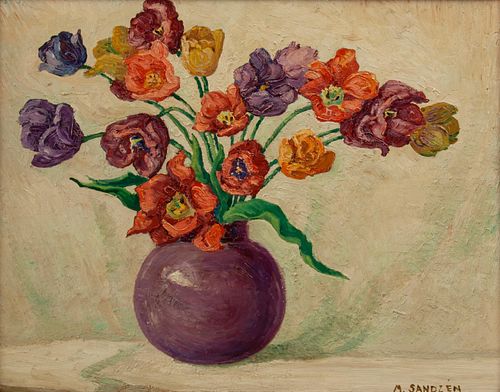 Original Margaret Sandzen Oil, 'Tulips'