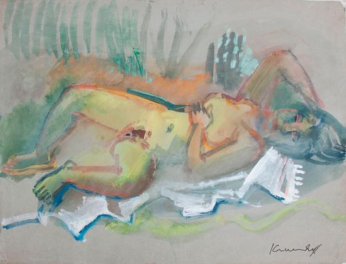 Bruno Krauskopf Goauche, Reclining Nude