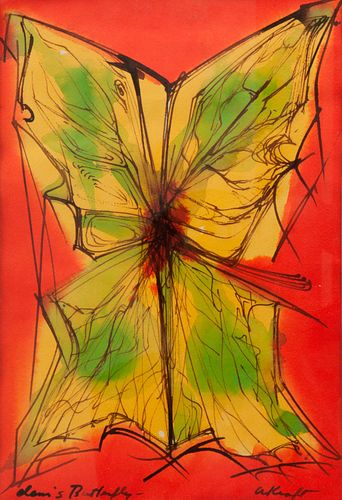Arthur Kraft Watercolor, 'Clem's Butterfly'