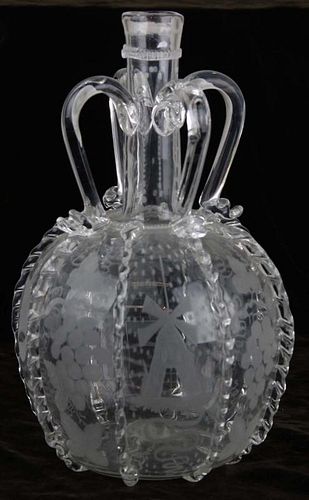 19Th C. European Blown Novelty Decanter With 4 Applied