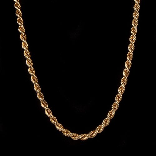 14k Yellow Thick Gold Rope Necklace, 21.9dwt