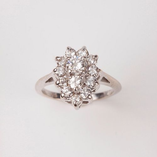 14k Cocktail Diamond Ring, 1.07ctw, White Gold