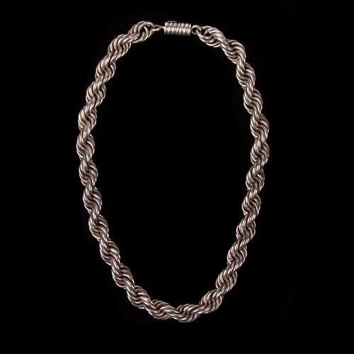 Mexico Sterling Heavy Rope Chain Necklace TS-19, 136g