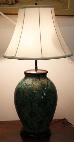 18Th C. Moroccan Pottery Urn Converted To Table Lamp