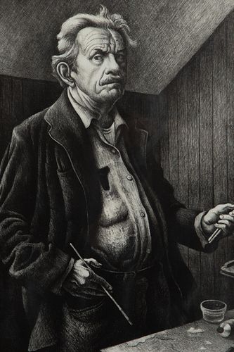 Thomas Hart Benton 'Self-Portrait' Signed Lithograph
