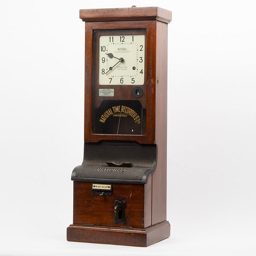 National Time Recorder Antique English Time Clock