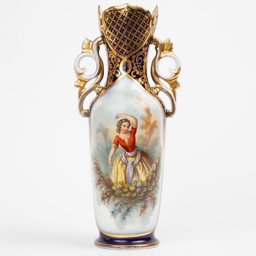 Sevres-Style Hand-Painted Porcelain Urn