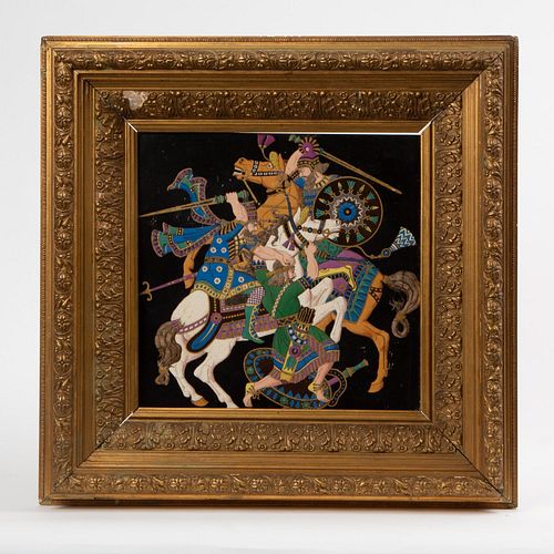 Porcelain Plaque With Persian Cavalry Scene