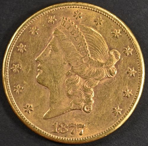1877-CC $20 GOLD LIBERTY T-3 BU