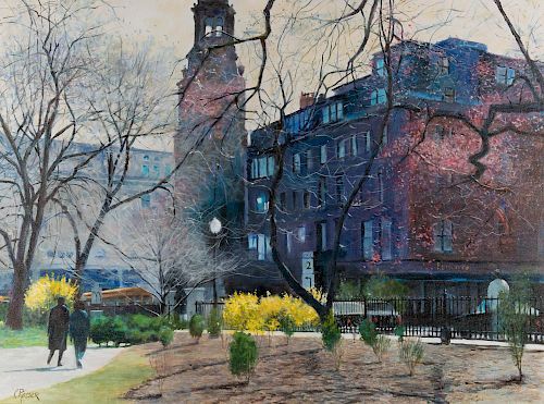 CURTIS ROSSER (American, 1927-2005), View of Arlington Street from the Public Garden