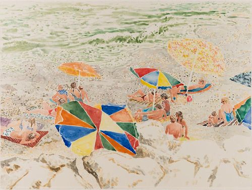 PAUL TATSUMI NAGANO (American, b. 1938), The Beach, Menton