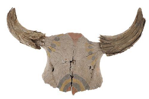 19th C. Plains Painted Occidental Buffalo Skull