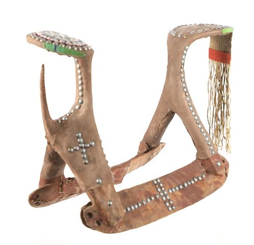 Crow Beaded Parfleche Covered Reservation Saddle