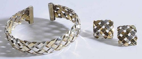Silver & Gold Woven Cuff Bracelet