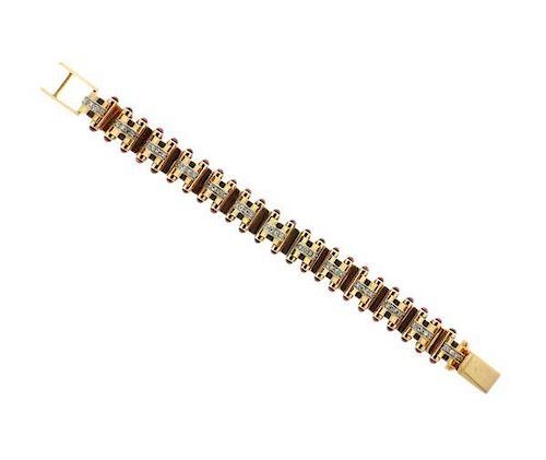 Retro J. Roca 18K Gold Diamond Ruby Bracelet