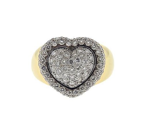 18K Gold Diamond Heart Ring