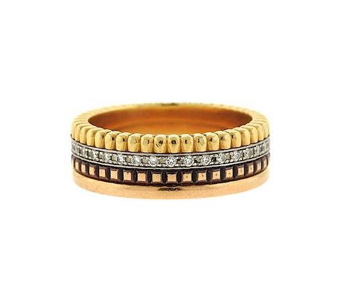 Boucheron Quatre 18K Tri Color Gold Diamond Band Ring