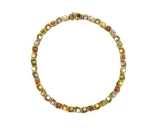 H.Stern 18K Gold Multi Color Stone Necklace