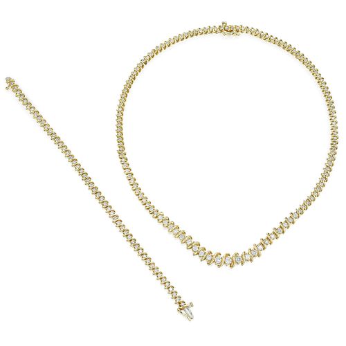Diamond Necklace and Bracelet Set
