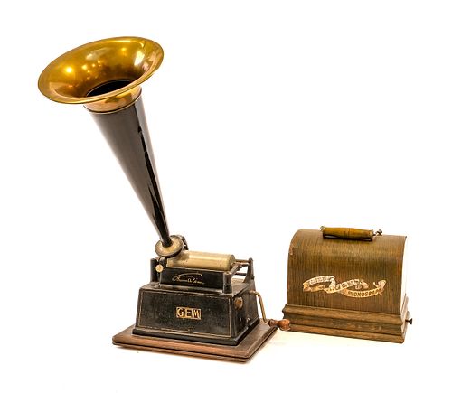 Edison Gem Phonograph with Crank and Lid