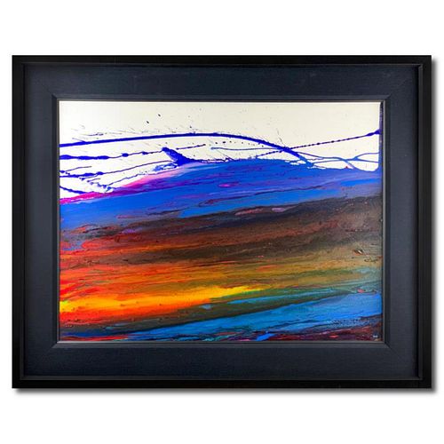 Wyland, "Sunset Watch" Framed Original Painting on Canvas, Hand Signed with Letter of Authenticity.