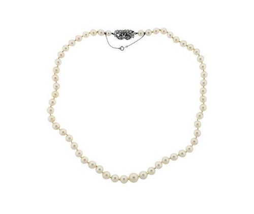 18K Diamond Pearl Necklace