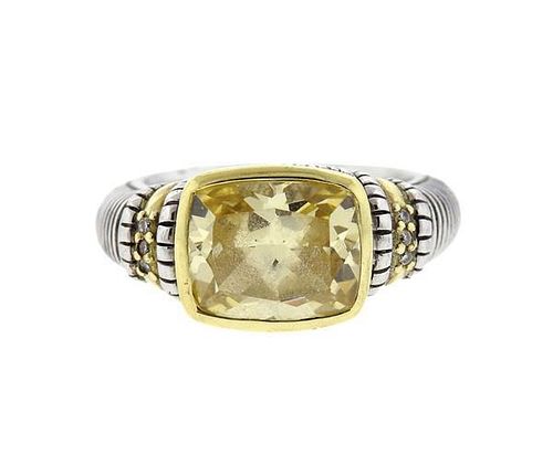 Judith Ripka 18K Gold Sterling Canary Crystal Diamond Ring