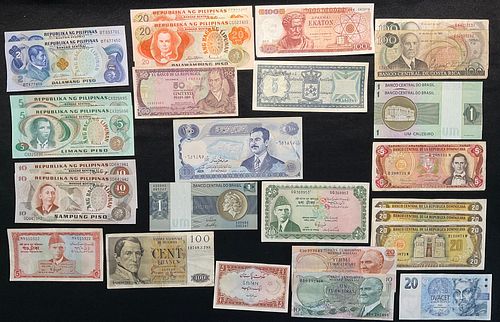 Mixed Lot of 29 World Banknotes Mixed Countries, Dates, Denominations