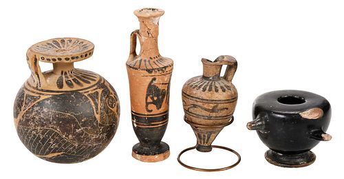 Four Small Greco Roman Style Oil Jars 