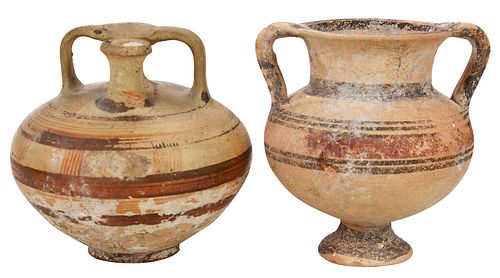 Two Small Polychrome Greco Roman Style Vessels