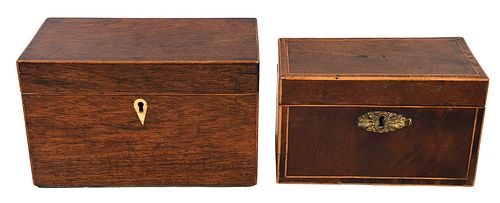 Two Inlaid Wood Table Boxes