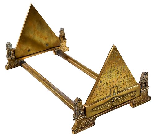 Telescoping Brass Egyptian Revival Tabletop Book Rack