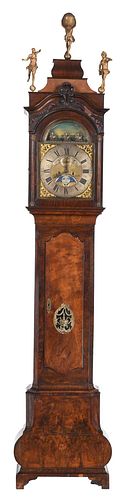 Dutch Rococo Burlwood Tall Case Clock