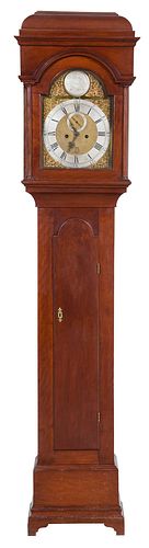 New England Chippendale Cherry Tall Case Clock