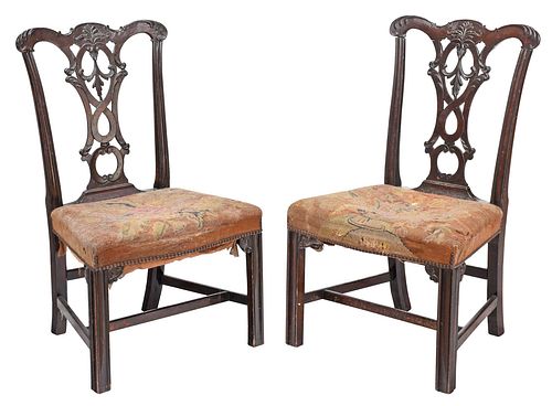 Pair of British Chippendale Style Mahogany Side Chairs