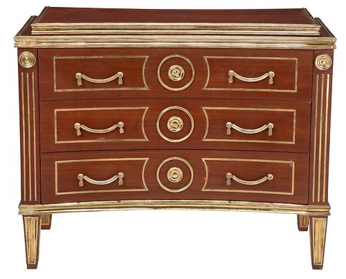 Russian Neoclassical Style Brass Mounted Mahogany Chest of Drawers
