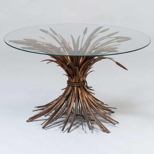 French Mid-Century Gilt-Metal Wheat Sheaf Form Low Table, After a Design by Robert Goossens