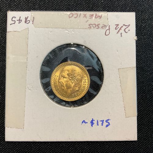 1945 Mexico 2 1/2 Peso Gold Coin