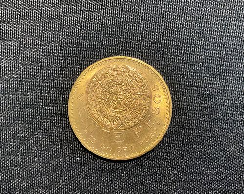 1959 Mexico 20 Peso Gold Coin Aztec Calendar