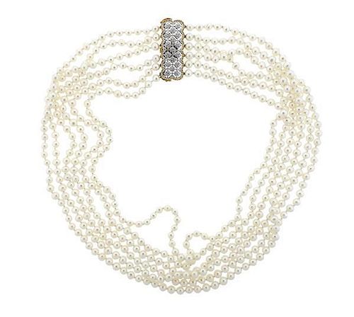 Mario Buccellati 18K Gold Six Strand Pearl Necklace