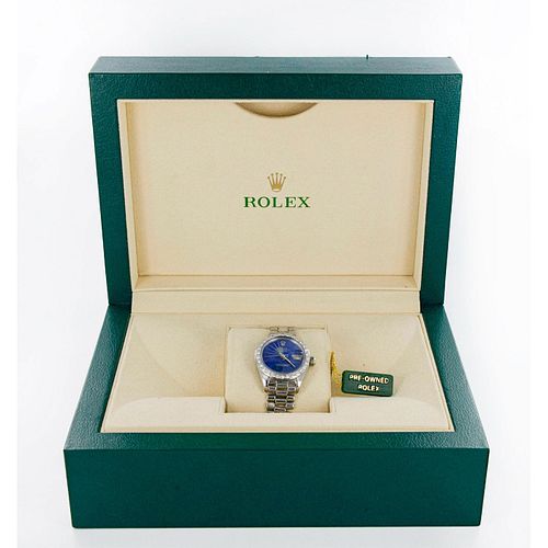 Rolex 18K White Gold Datejust Diamond Lapis Lazuli Watch